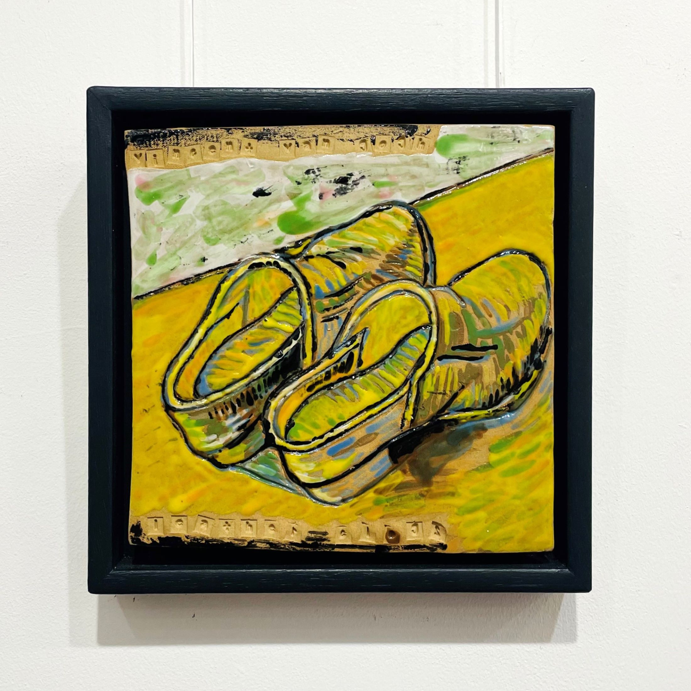 'Yellow Clogs, Leather' by artist Sian Mathers